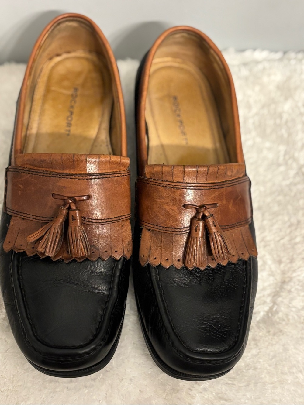 Rockport Two-Tone Tassel Loafers in Brown and Black
